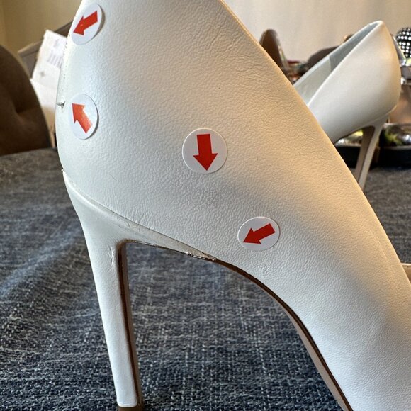 Schutz Lou Pointed Toe Pumps White Leather Heels - Picture 12 of 16